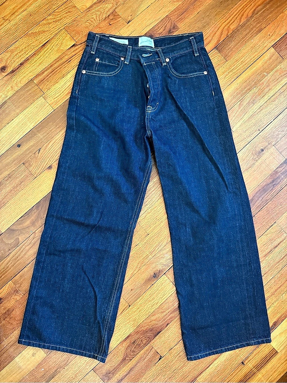 Mid-Rise Dark Wash Wide Leg Jeans